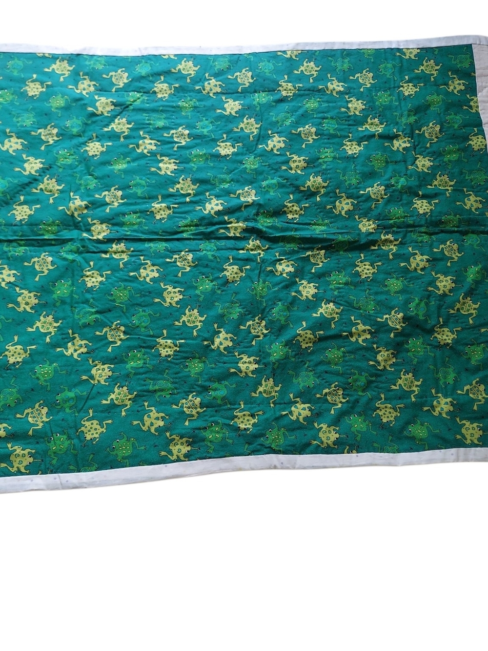 Handmade Reversible Frog Baby Quilt Blanket Green Nursery Crib Stroller 30x42